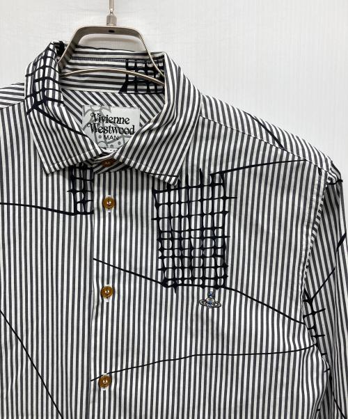 Vivienne Westwood man（ヴィヴィアン ウェストウッド マン）Vivienne Westwood man (ヴィヴィアン ウェストウッド マン) オーブストライプシャツ ブラック サイズ:44の古着・服飾アイテム