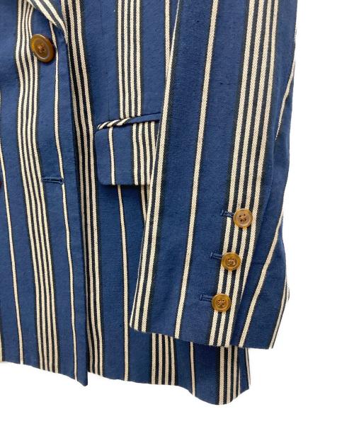 Vivienne Westwood RED LABEL（ヴィヴィアンウエストウッドレッドレーベル）Vivienne Westwood RED LABEL (ヴィヴィアンウエストウッドレッドレーベル) ピークドラペルダブルブレストストライプジャケット ネイビー サイズ:2の古着・服飾アイテム