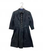 BURBERRY BLUE LABELバーバリーロンドンブルーレーベル）の古着「金ボタン長袖ワンピース」｜ブラック