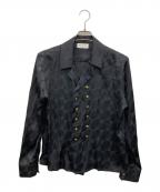 Saint Laurent Parisサンローランパリ）の古着「ダブルボタンシルクシャツ」｜ブラック