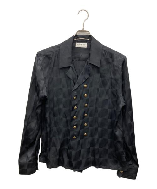 Saint Laurent Paris（サンローランパリ）Saint Laurent Paris (サンローランパリ) ダブルボタンシルクシャツ ブラック サイズ:36 170/88Aの古着・服飾アイテム