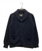 OLD JOE & Co.オールドジョー）の古着「ホースレザーエルボーパッチショールカラーカーディガン」｜ブラック