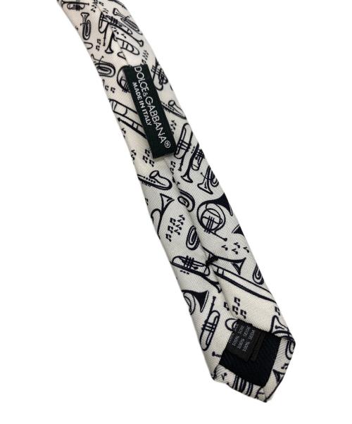 DOLCE & GABBANA（ドルチェ＆ガッバーナ）DOLCE & GABBANA (ドルチェ＆ガッバーナ) 楽器柄ナロータイ ホワイト サイズ:なしの古着・服飾アイテム