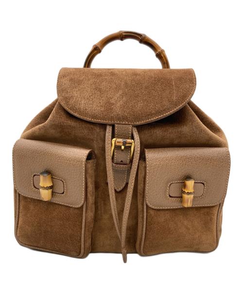 GUCCI（グッチ）GUCCI (グッチ) フラップスエードミニリュック ブラウンの古着・服飾アイテム