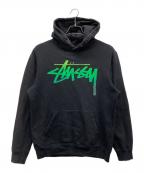 stussyステューシー）の古着「ショーンフォントプルオーバーパーカー」｜ブラック