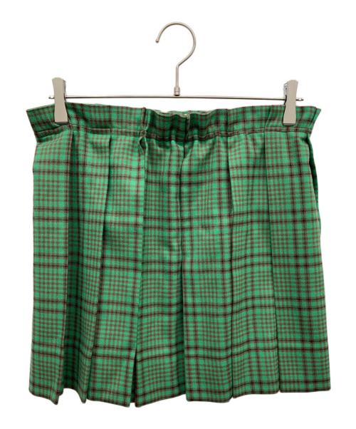 MIU MIU（ミュウミュウ）MIU MIU (ミュウミュウ) ウールチェックミニスカート グリーン サイズ:36の古着・服飾アイテム