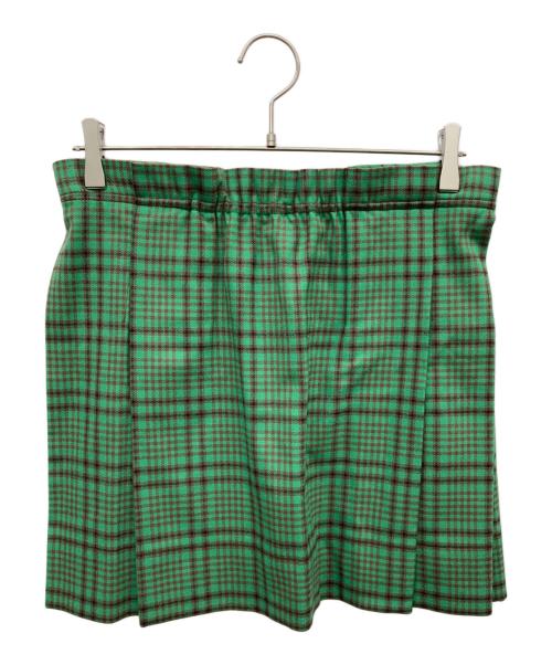 MIU MIU（ミュウミュウ）MIU MIU (ミュウミュウ) ウールチェックミニスカート グリーン サイズ:36の古着・服飾アイテム