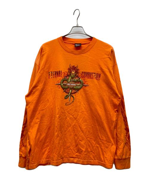 HARLEY-DAVIDSON（ハーレーダビッドソン）HARLEY-DAVIDSON (ハーレーダビッドソン) ロングスリーブカットソー オレンジ サイズ:2Xの古着・服飾アイテム