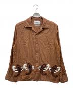 NOMA t.d.ノーマティーディー）の古着「刺繍レーヨンオープンカラーシャツ」｜ブラウン
