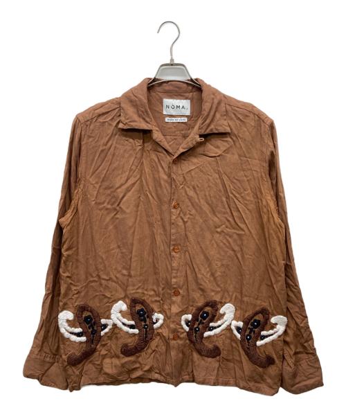 NOMA t.d.（ノーマティーディー）NOMA t.d. (ノーマティーディー) 刺繍レーヨンオープンカラーシャツ ブラウン サイズ:5の古着・服飾アイテム