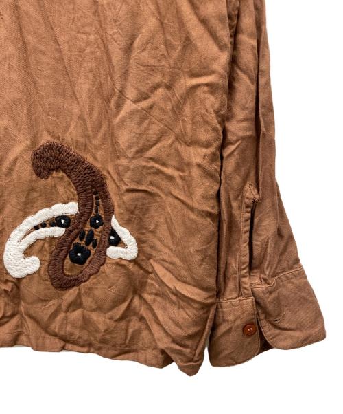 NOMA t.d.（ノーマティーディー）NOMA t.d. (ノーマティーディー) 刺繍レーヨンオープンカラーシャツ ブラウン サイズ:5の古着・服飾アイテム