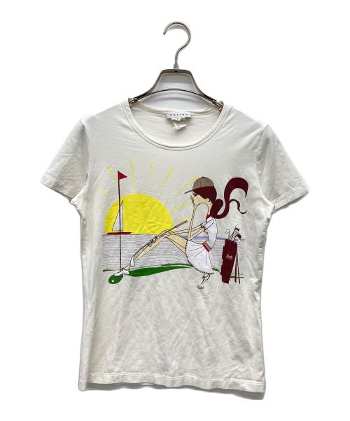 CELINE（セリーヌ）CELINE (セリーヌ) ゴルフガールプリントTシャツ ホワイト サイズ:Mの古着・服飾アイテム