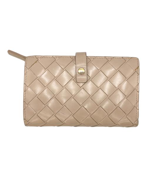 BOTTEGA VENETA（ボッテガベネタ）BOTTEGA VENETA (ボッテガベネタ) ミディアム二つ折りウォレット ベージュの古着・服飾アイテム