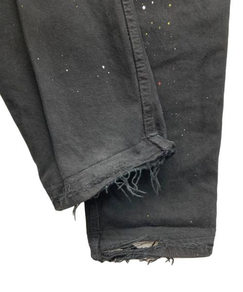 INNOCENCE NYC（イノセンス ニューヨーク）INNOCENCE NYC (イノセンス ニューヨーク) ダメージ加工ペイントステッチデニムパンツ ブラック サイズ:30の古着・服飾アイテム