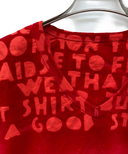 Maison Margiela（メゾンマルジェラ）Maison Margiela (メゾンマルジェラ) フロッキー加工エイズTシャツ レッド サイズ:L 未使用品の古着・服飾アイテム