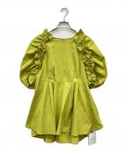 ARPEGE STORYアルページュストーリー）の古着「袖フリルペプラムブラウス」｜黄緑