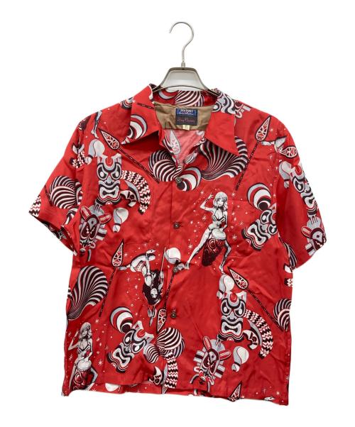 Dry Bones（ドライボーンズ）Dry bones (ドライボーンズ) レーヨンシャツ レッド サイズ:L 40の古着・服飾アイテム