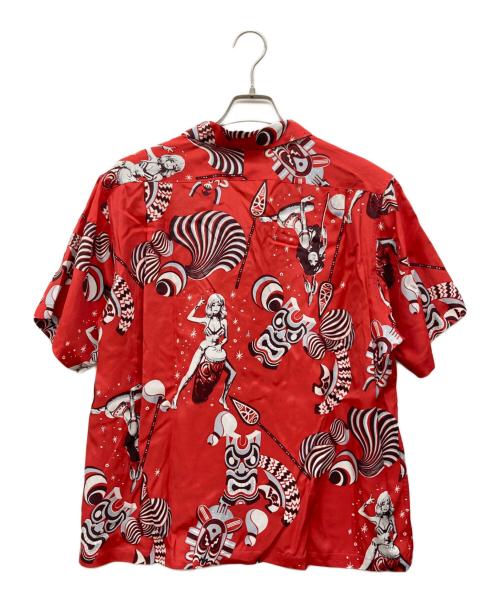 Dry Bones（ドライボーンズ）Dry bones (ドライボーンズ) レーヨンシャツ レッド サイズ:L 40の古着・服飾アイテム