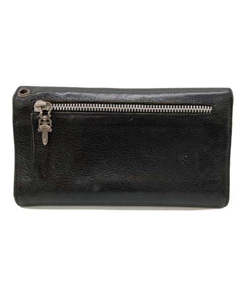 CHROME HEARTS（クロムハーツ）CHROME HEARTS (クロムハーツ) WAVE CROSS BTN WALLET/ウェーブクロスボタンウォレット ブラックの古着・服飾アイテム