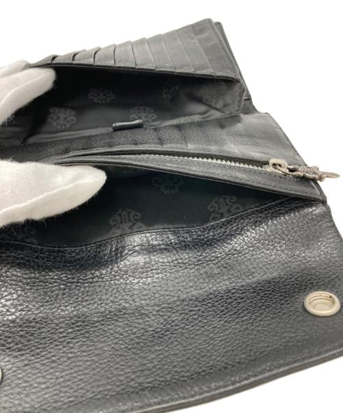 CHROME HEARTS（クロムハーツ）CHROME HEARTS (クロムハーツ) WAVE CROSS BTN WALLET/ウェーブクロスボタンウォレット ブラックの古着・服飾アイテム