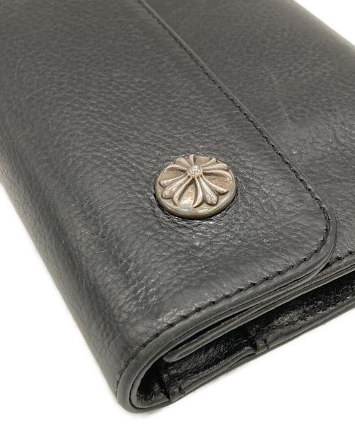 CHROME HEARTS（クロムハーツ）CHROME HEARTS (クロムハーツ) WAVE CROSS BTN WALLET/ウェーブクロスボタンウォレット ブラックの古着・服飾アイテム