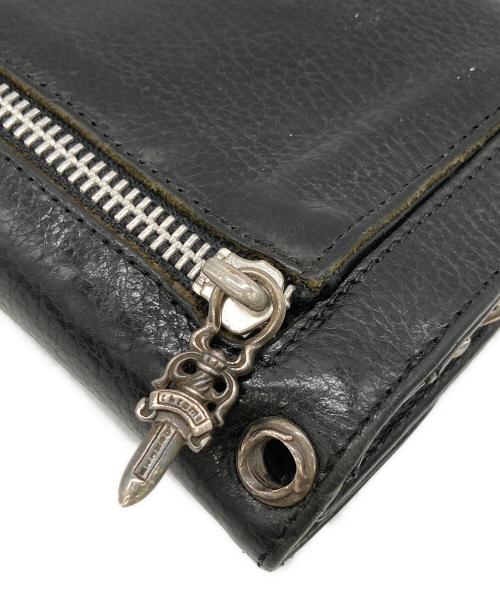 CHROME HEARTS（クロムハーツ）CHROME HEARTS (クロムハーツ) WAVE CROSS BTN WALLET/ウェーブクロスボタンウォレット ブラックの古着・服飾アイテム