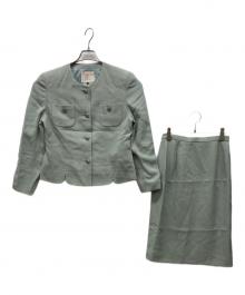 BURBERRY（バーバリー）の古着「ノーカラースーツスカート」｜黄緑