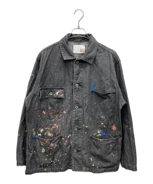 JOHNBULL（ジョンブル）JOHNBULL (ジョンブル) ペイントカバーオール ブラック サイズ:Mの古着・服飾アイテム