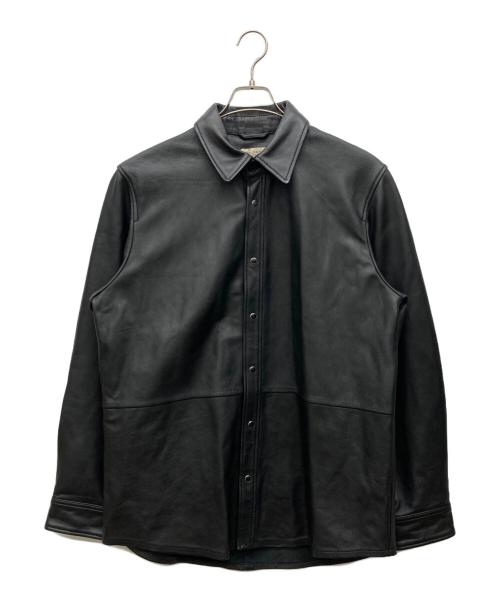 NUDIE JEANS（ヌーディー・ジーンズ）NUDIE JEANS (ヌーディー・ジーンズ) HUGO LEATHER SHIRT ブラック サイズ:Lの古着・服飾アイテム