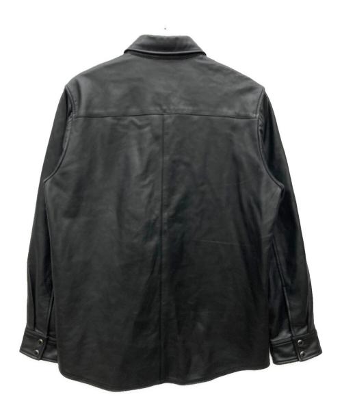 NUDIE JEANS（ヌーディー・ジーンズ）NUDIE JEANS (ヌーディー・ジーンズ) HUGO LEATHER SHIRT ブラック サイズ:Lの古着・服飾アイテム