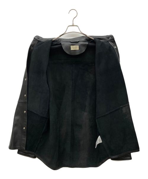 NUDIE JEANS（ヌーディー・ジーンズ）NUDIE JEANS (ヌーディー・ジーンズ) HUGO LEATHER SHIRT ブラック サイズ:Lの古着・服飾アイテム
