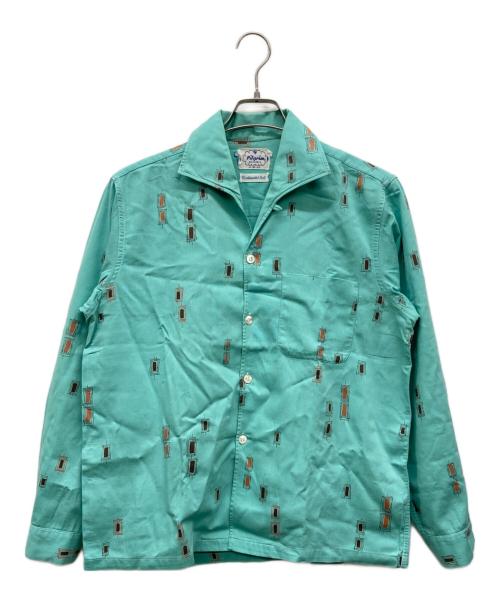 Pilgrim（ピルグリム）PILGRIM (ピルグリム) イタリアンカラー総柄ピケシャツ ミントグリーン サイズ:15-M-15 1/2の古着・服飾アイテム