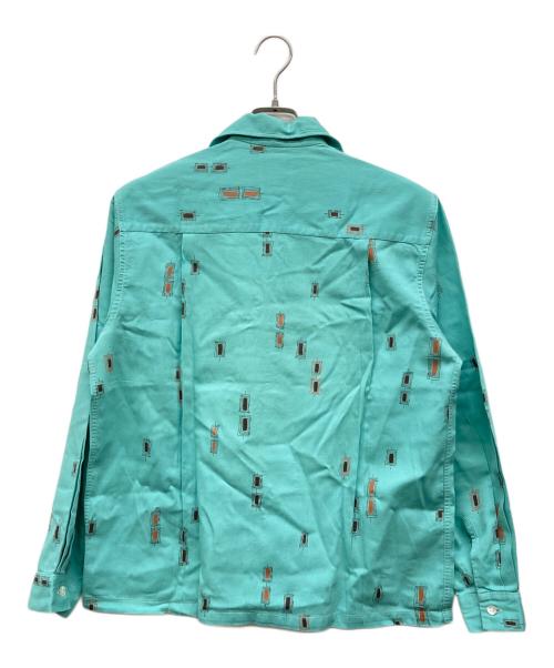 Pilgrim（ピルグリム）PILGRIM (ピルグリム) イタリアンカラー総柄ピケシャツ ミントグリーン サイズ:15-M-15 1/2の古着・服飾アイテム