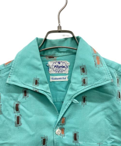 Pilgrim（ピルグリム）PILGRIM (ピルグリム) イタリアンカラー総柄ピケシャツ ミントグリーン サイズ:15-M-15 1/2の古着・服飾アイテム