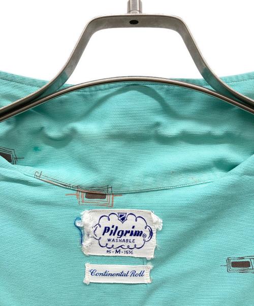Pilgrim（ピルグリム）PILGRIM (ピルグリム) イタリアンカラー総柄ピケシャツ ミントグリーン サイズ:15-M-15 1/2の古着・服飾アイテム