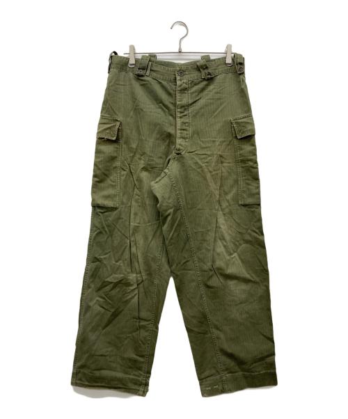 オランダ軍（オランダグン）オランダ軍 (オランダグン) HBTヘリンボーンツイルミリタリーパンツ オリーブ サイズ:90×80の古着・服飾アイテム