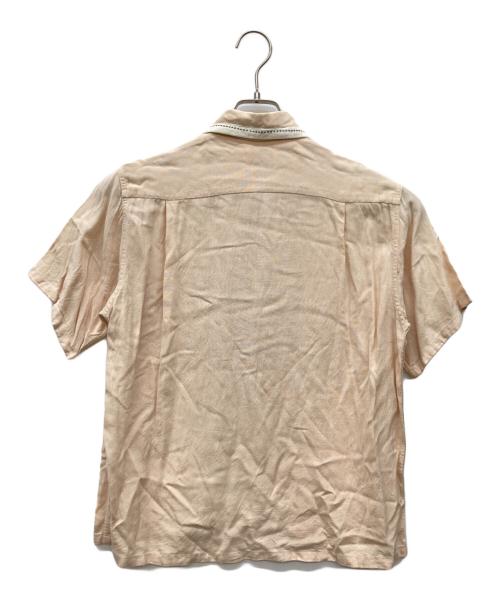 VAN HEUSEN（ヴァンヒューセン/バンヒューゼン）VAN HEUSEN (ヴァンヒューセン/バンヒューゼン) レーヨンオープンカラーシャツ ベージュ サイズ:Mの古着・服飾アイテム