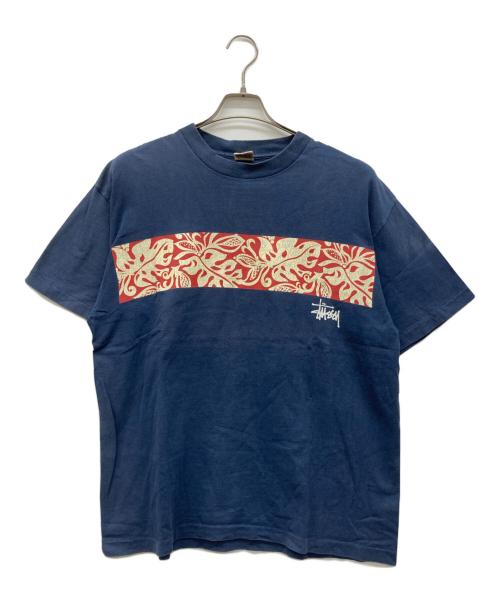 stussy（ステューシー）stussy (ステューシー) ハイビスカスプリントTシャツ ネイビー サイズ:XLの古着・服飾アイテム