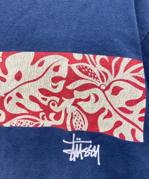stussy（ステューシー）stussy (ステューシー) ハイビスカスプリントTシャツ ネイビー サイズ:XLの古着・服飾アイテム