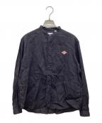 DANTONダントン）の古着「リネンバンドカラーシャツ」｜ブラック