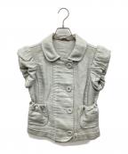 BOTTEGA VENETAボッテガベネタ）の古着「丸襟半袖ギャザージャケット」｜グレー