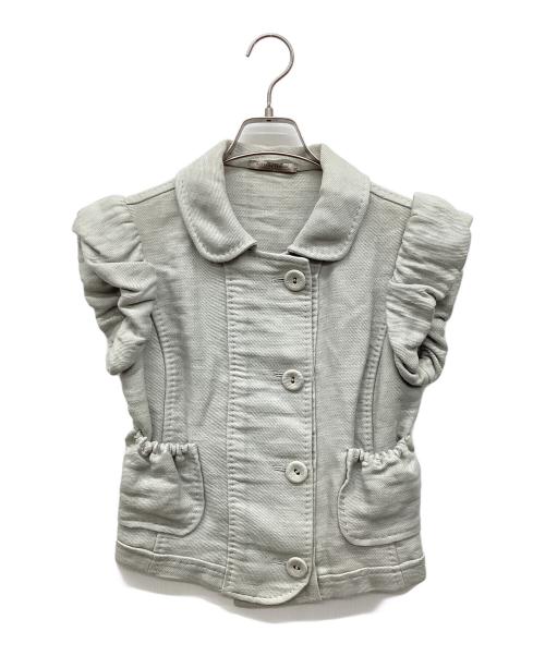 BOTTEGA VENETA（ボッテガベネタ）BOTTEGA VENETA (ボッテガベネタ) 丸襟半袖ギャザージャケット グレー サイズ:38の古着・服飾アイテム