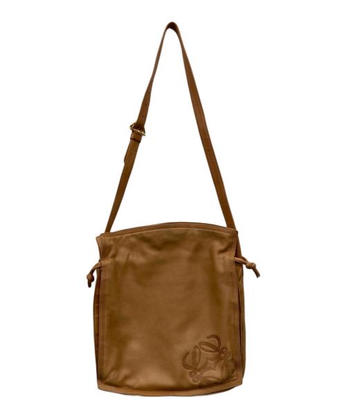 LOEWE（ロエベ）LOEWE (ロエベ) アナグラムレザー巾着ショルダーバッグ ブラウンの古着・服飾アイテム