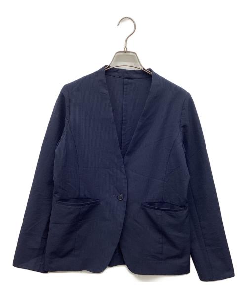 SOEJU（ソージュ）SOEJU (ソージュ) シアサッカーノーカラージャケット ネイビー サイズ:Mの古着・服飾アイテム