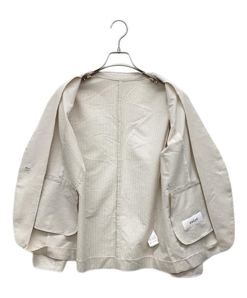 SOEJU（ソージュ）SOEJU (ソージュ) シアサッカーノーカラージャケット ベージュ サイズ:Mの古着・服飾アイテム