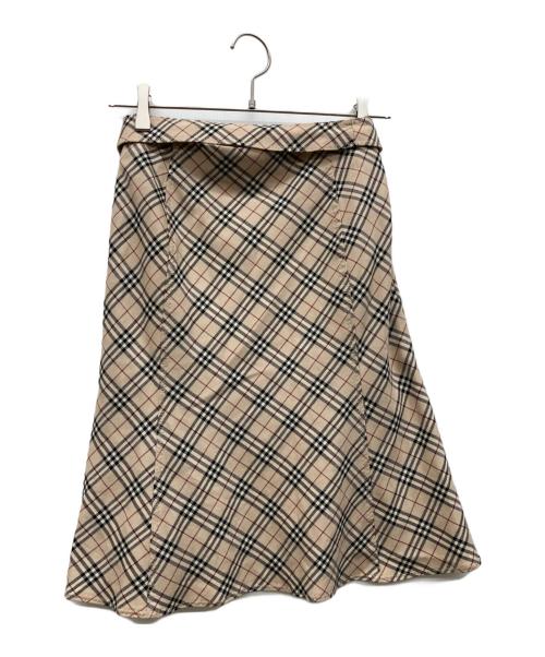 BURBERRY BLUE LABEL（バーバリーロンドンブルーレーベル）BURBERRY BLUE LABEL (バーバリーロンドンブルーレーベル) チェックスカート ベージュ サイズ:36の古着・服飾アイテム