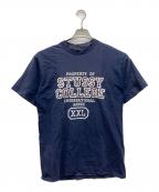 stussyステューシー）の古着「カレッジロゴ半袖カットソー」｜ネイビー