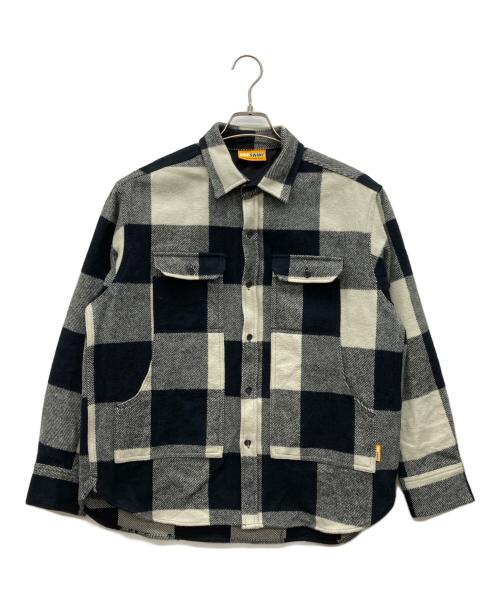 GRIP SWANY（グリップスワニー）GRIP SWANY (グリップスワニー) FLANNEL FIELD SHIRT ブラック×ホワイト サイズ:Lの古着・服飾アイテム