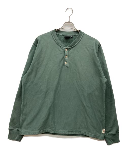 stussy（ステューシー）stussy (ステューシー) OPEN HEM HENLEY FLEECE グリーン サイズ:XLの古着・服飾アイテム