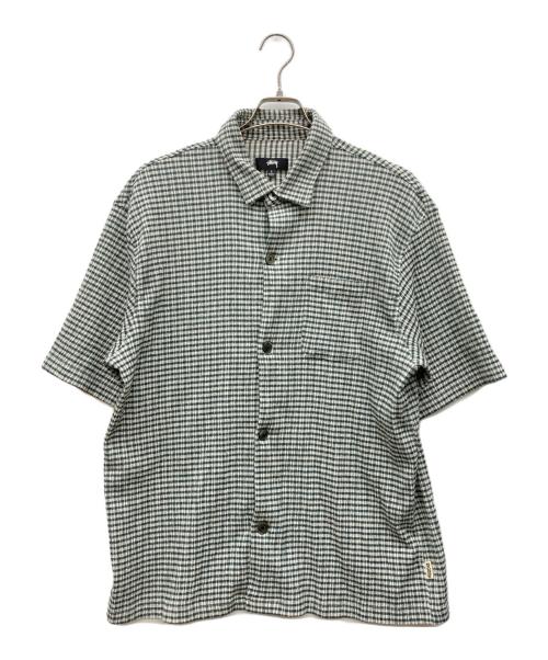 stussy（ステューシー）stussy (ステューシー) WRINKLY GINGHAM SS SHIRT グリーン サイズ:Lの古着・服飾アイテム